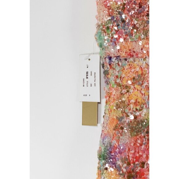 Nicole Miller Womens Size 8 Orange Dress Floral Sequin Ruched Party Dress NWT - Picture 2 of 6